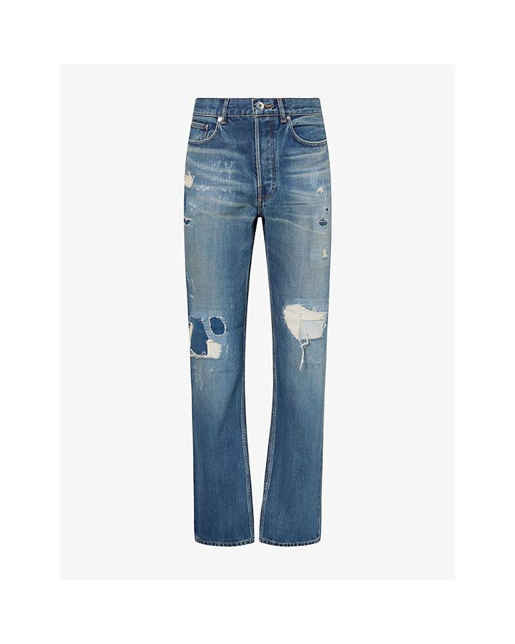 J.W. Anderson Blue Distressed Straight-Leg Denim Jeans for men
