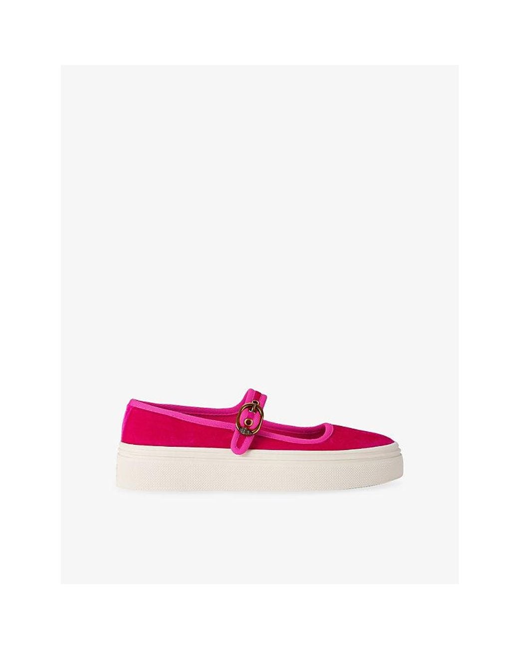 Kurt Geiger Pink Mayfair Velvet Mary-Jane Trainers