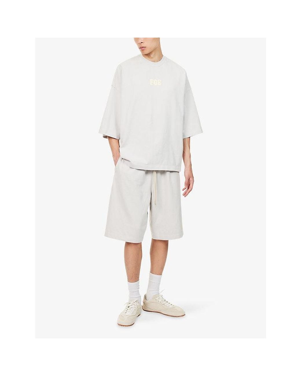 Fear Of God White Merch Logo-Print Relaxed Cotton-Jersey T-Shirt for men