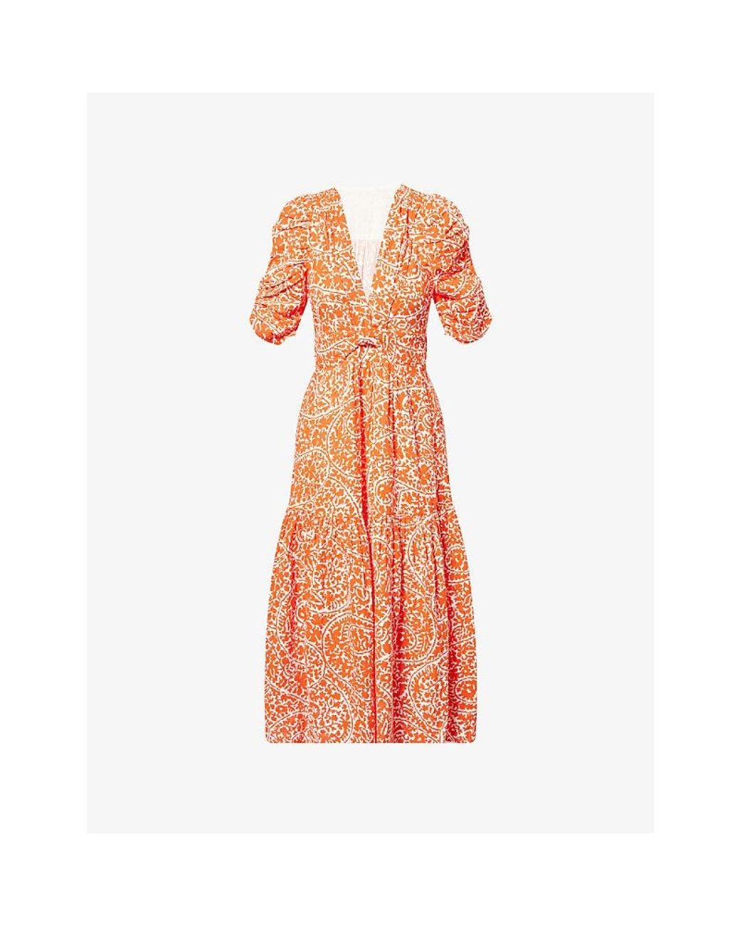 orange cheesecloth dress Baukjen Orange Bella Cheesecloth Midi Dress