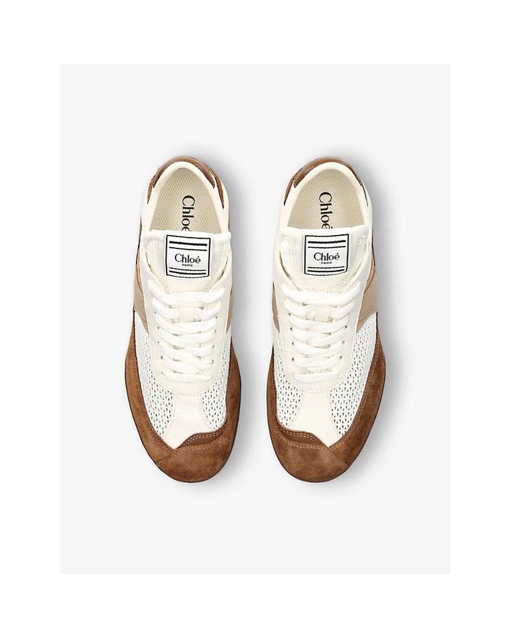 Chloé White Kick Brand-Patch Low-Top Suede Trainers