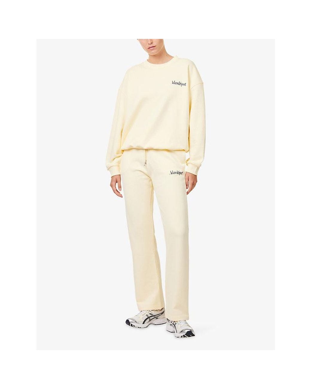 ADANOLA Natural Logo-Embroidered Straight-Leg Cotton Jogging Bottoms