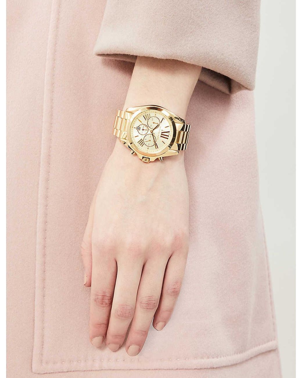 Michael Kors Mk5605 Bradshaw Gold-plated Watch in Black | Lyst