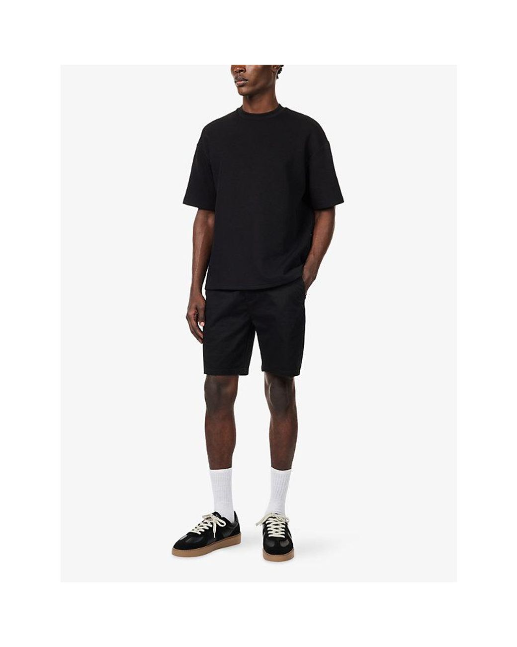 Arne Black Tailored Chino Cotton-Blend Shorts for men