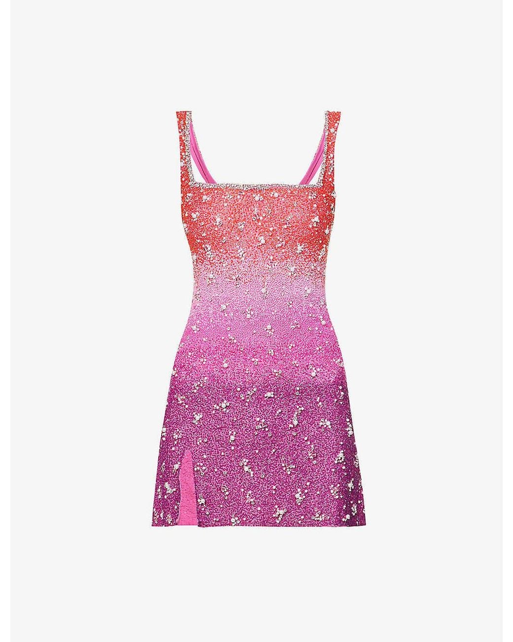 clio peppiatt dress pink Clio Peppiatt - Embellished Stretch-mesh Mini Dress - Pink