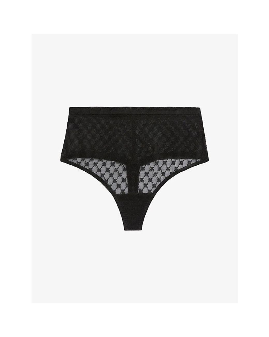 Simone Perele Black Plume High-Waist Shaper Lace Thong