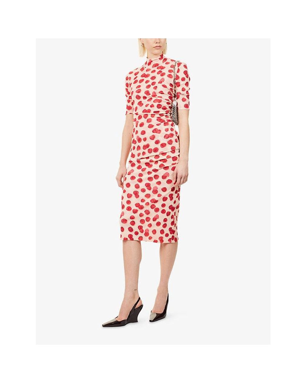 Stella McCartney Red Mesh Midi Skirt