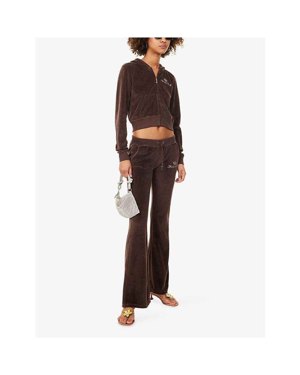 Sporty & Rich Brown X Juicy Couture Cotton-Velour Hoody