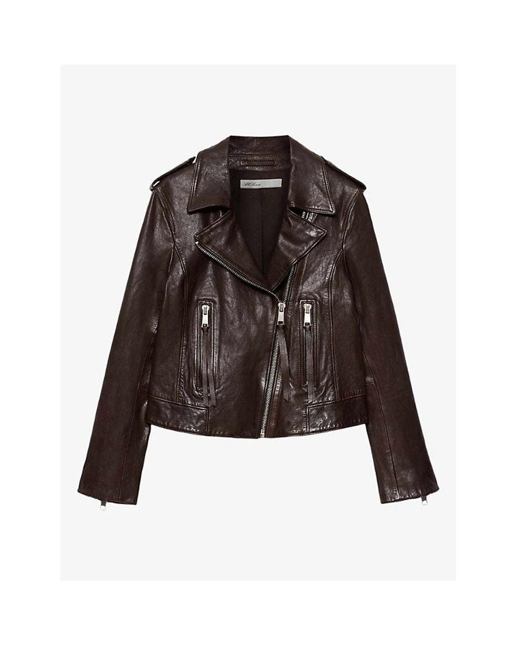 AllSaints Brown Errie Slim-Fit Leather Biker Jacket