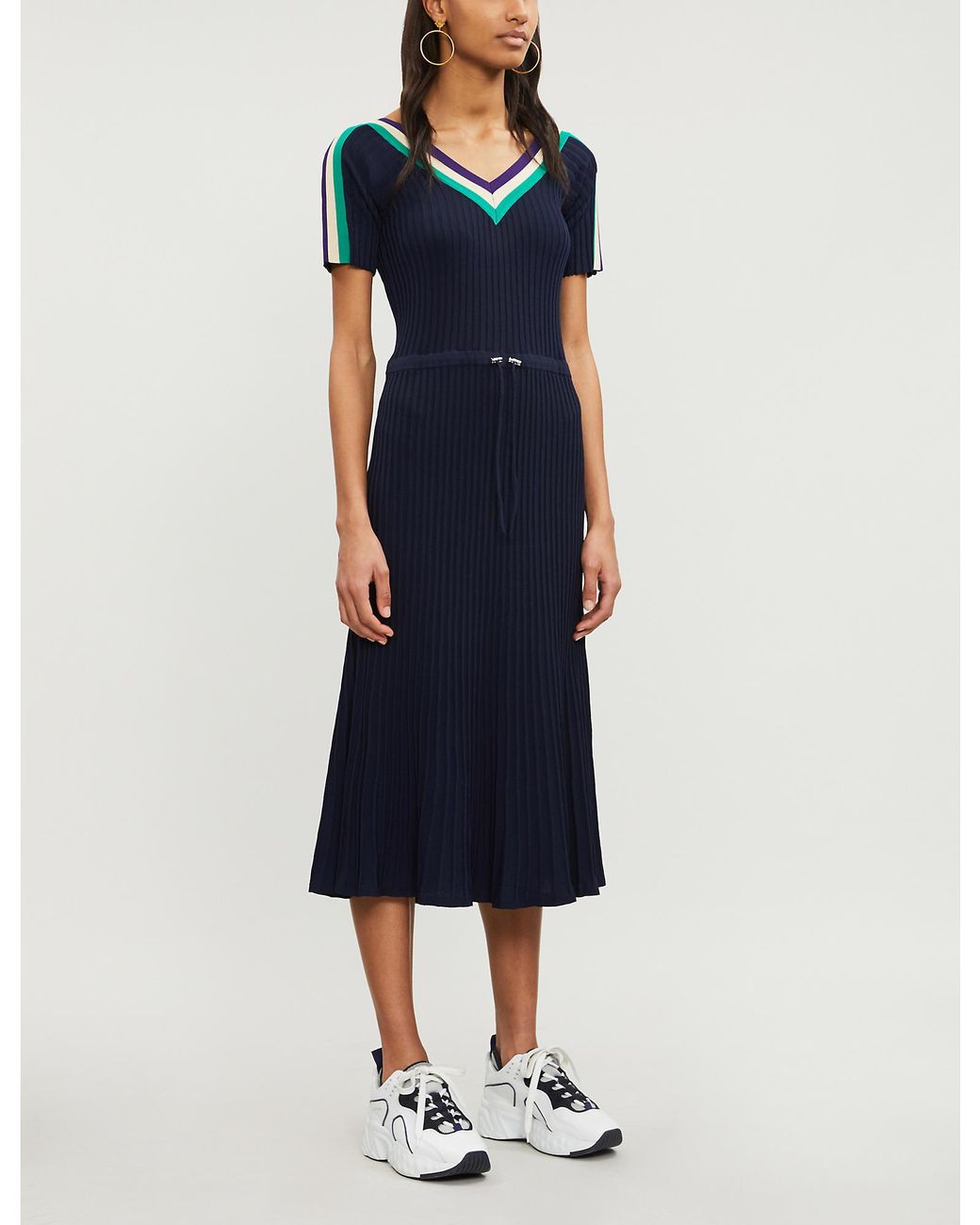 Sandro Sportswear Stretchknit Midi Dress in Blue Lyst