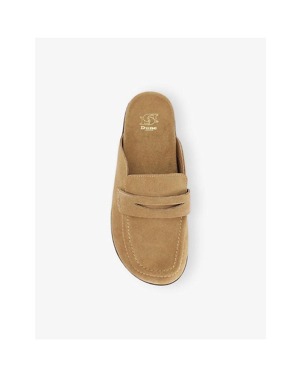 Dune Brown Goldens Suede Mule Loafers