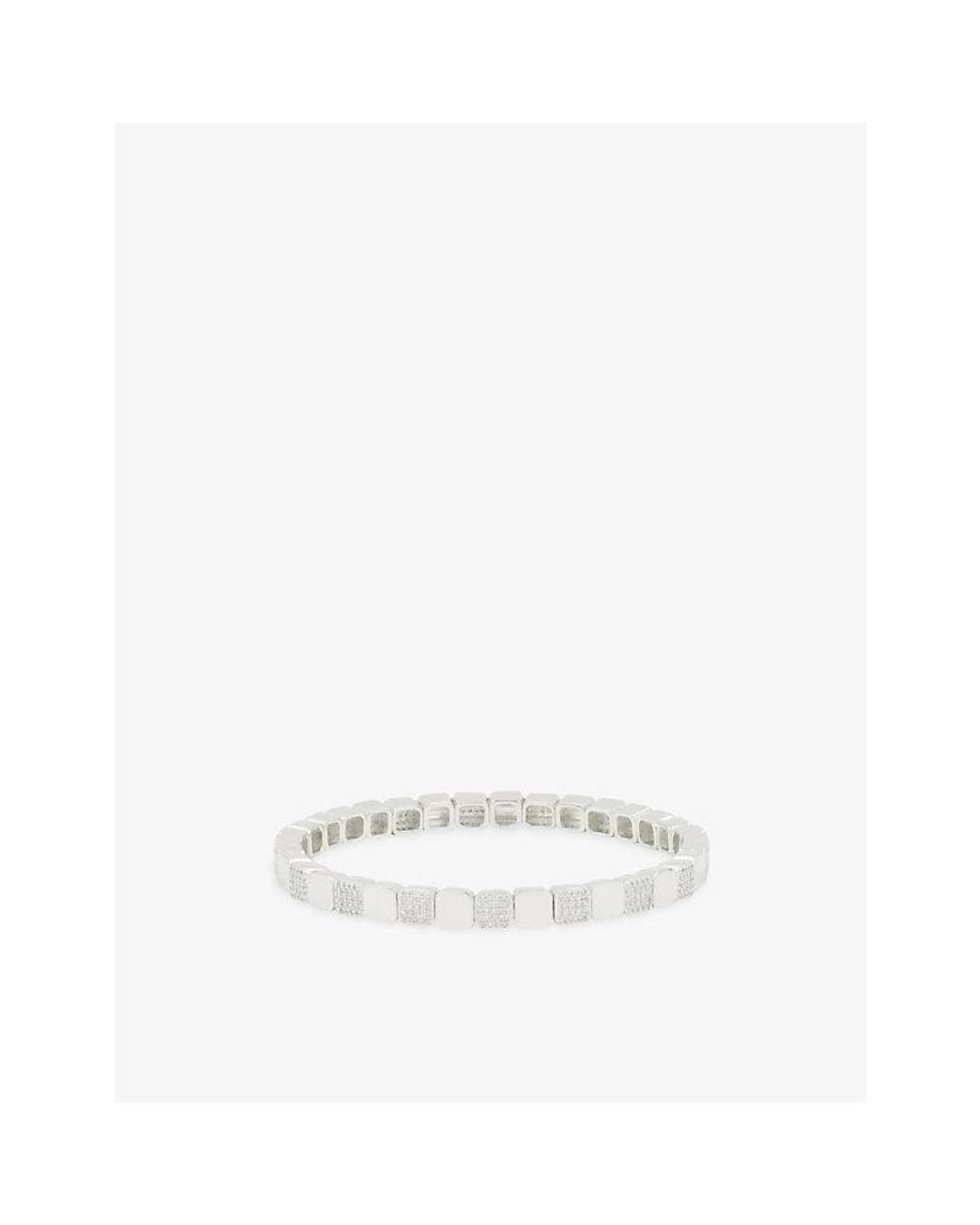 Lisa Gozlan White The Duo Square Mixer Sterling-Plated Brass And Cubic Zirconia Bracelet