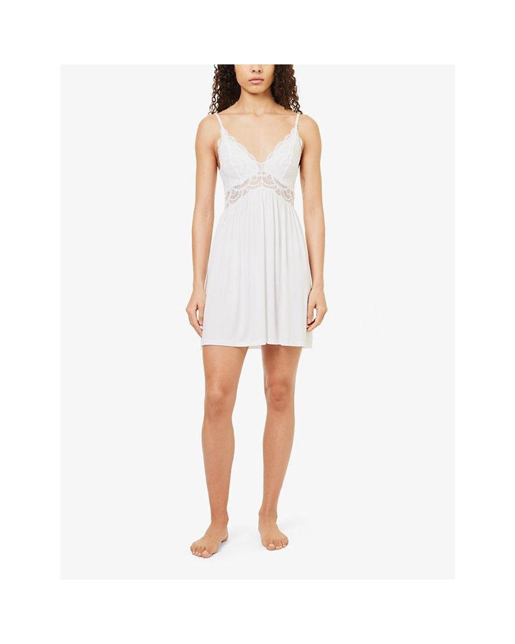 Eberjey White Mariana V-Neck Stretch-Jersey Nightdress