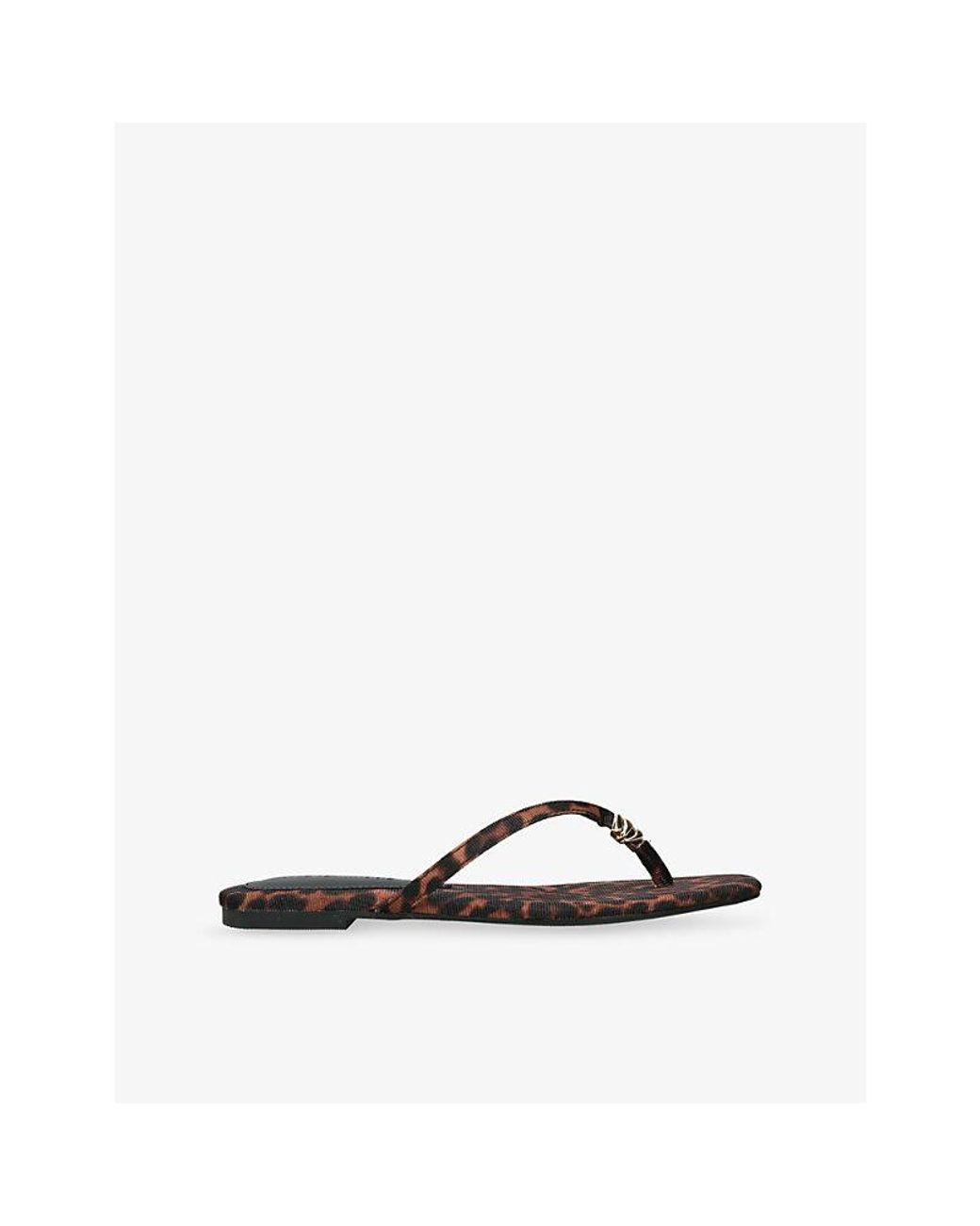 Steve Madden Brown Maliyah Leopard Flat Leather Sandals