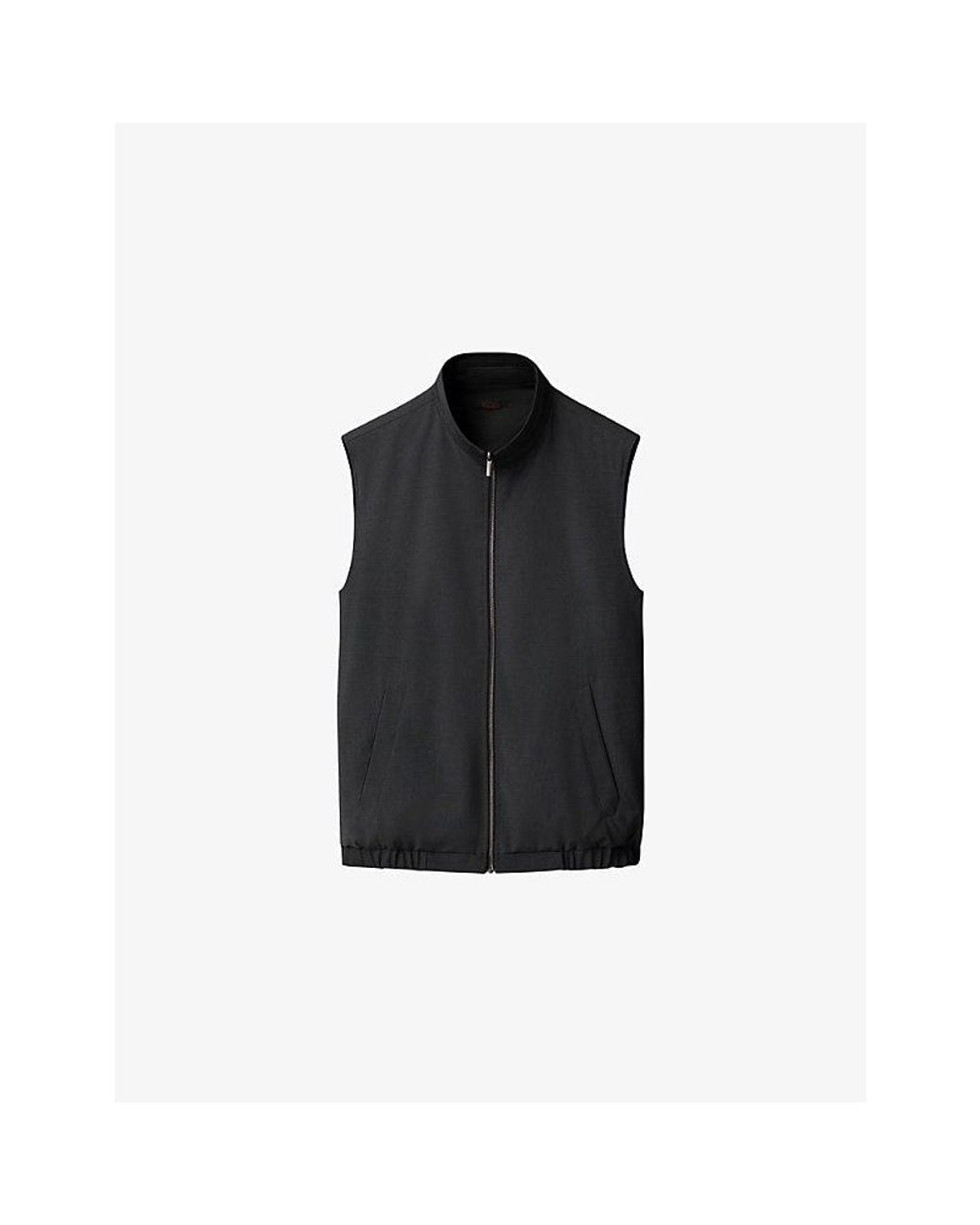 Eton of Sweden Black Reversible Zip-Up Stretch Wool-Blend Gilet for men