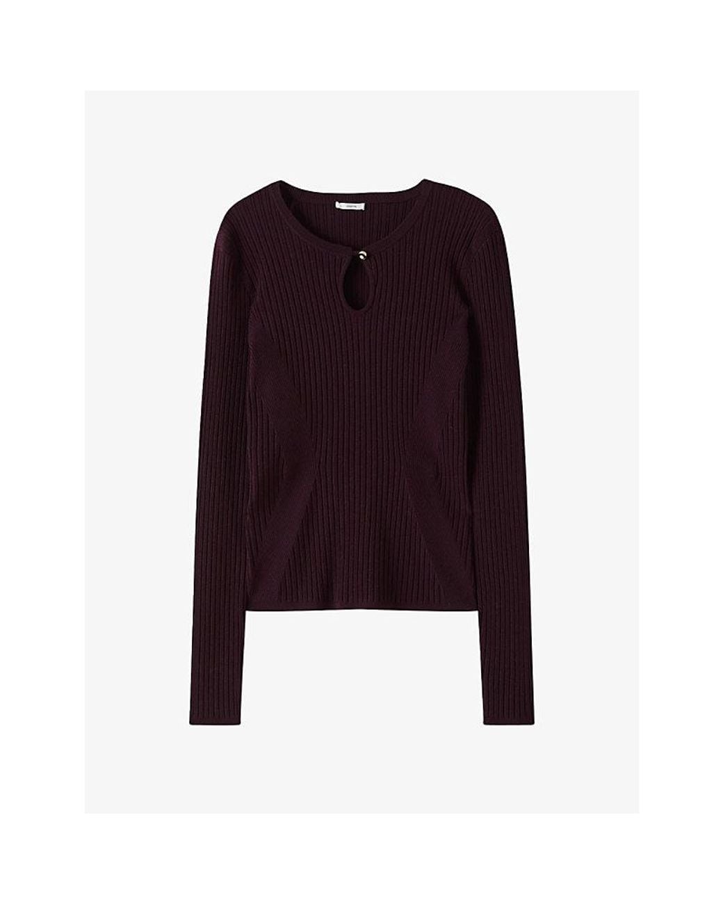 Joseph Purple Luz Rib Merino-Wool Blend Top