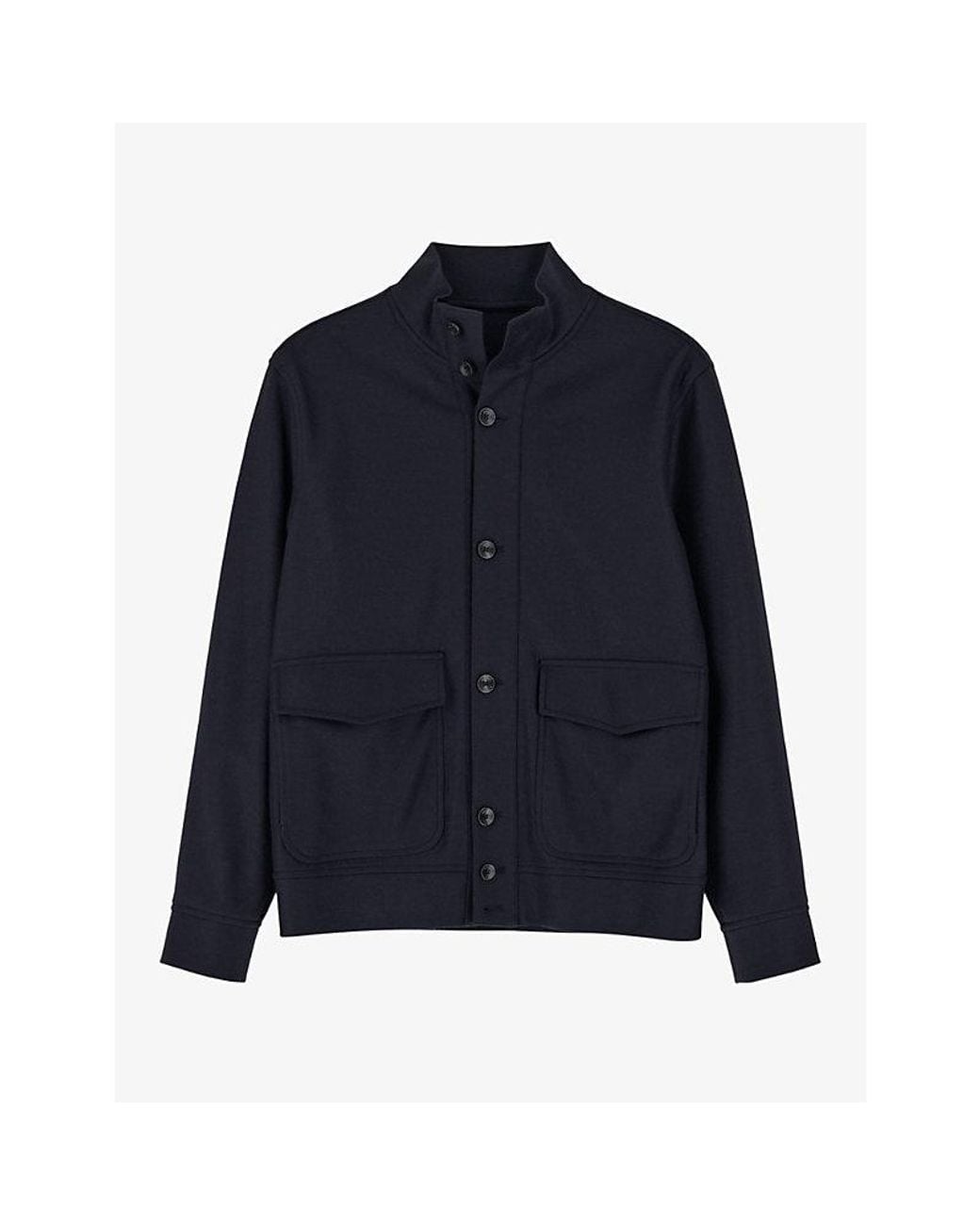 Boggi Blue Flap-Pocket Regular-Fit Wool Jacket for men