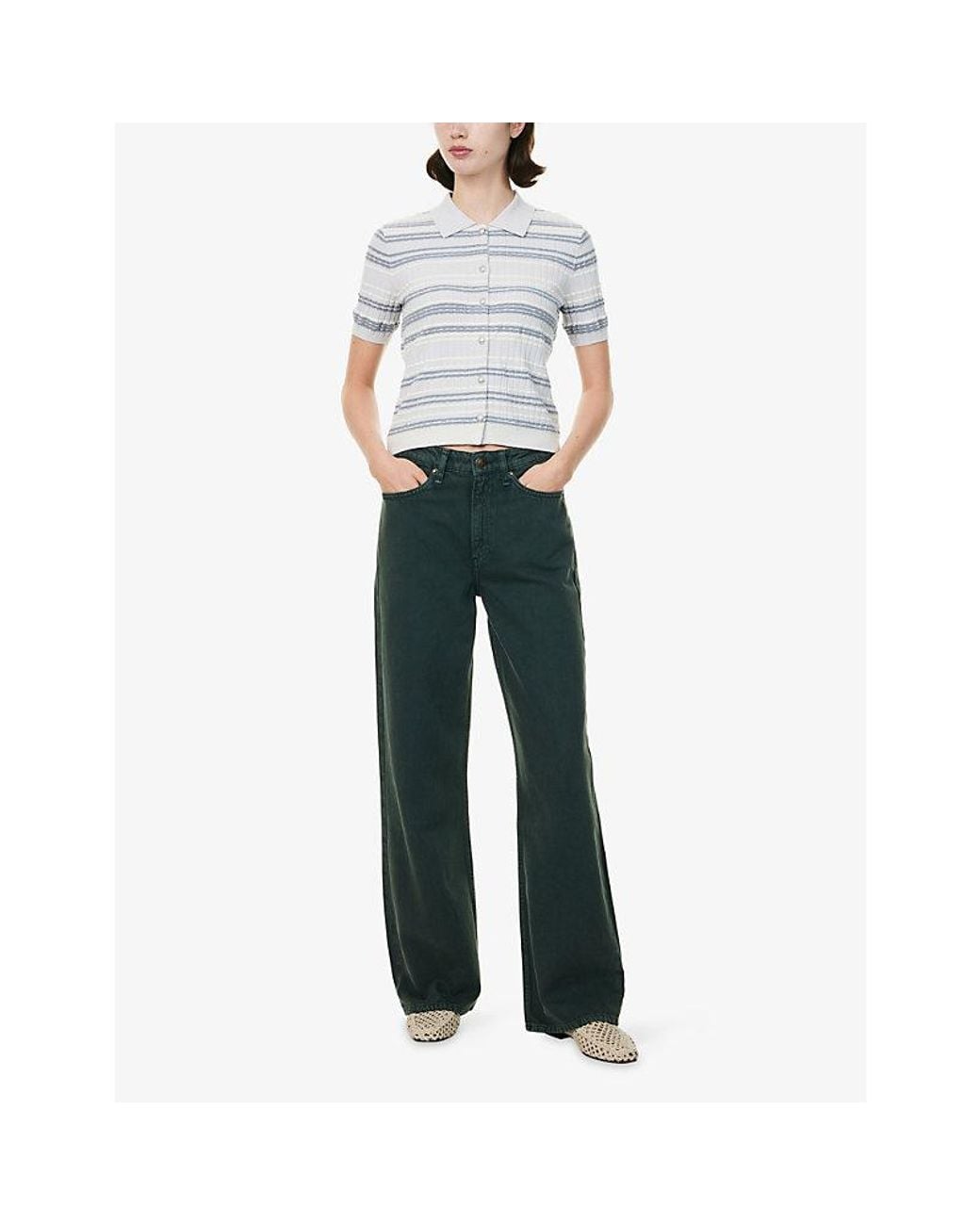 Rag & Bone Blue Logan Wide-Leg Denim Jeans