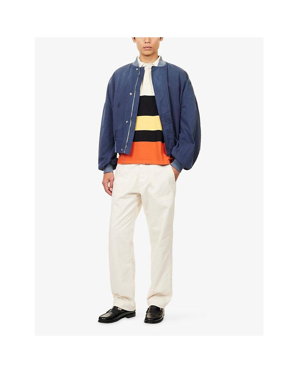 Drake's Multicolor Flamé Striped Cotton Rugby Shirt for men