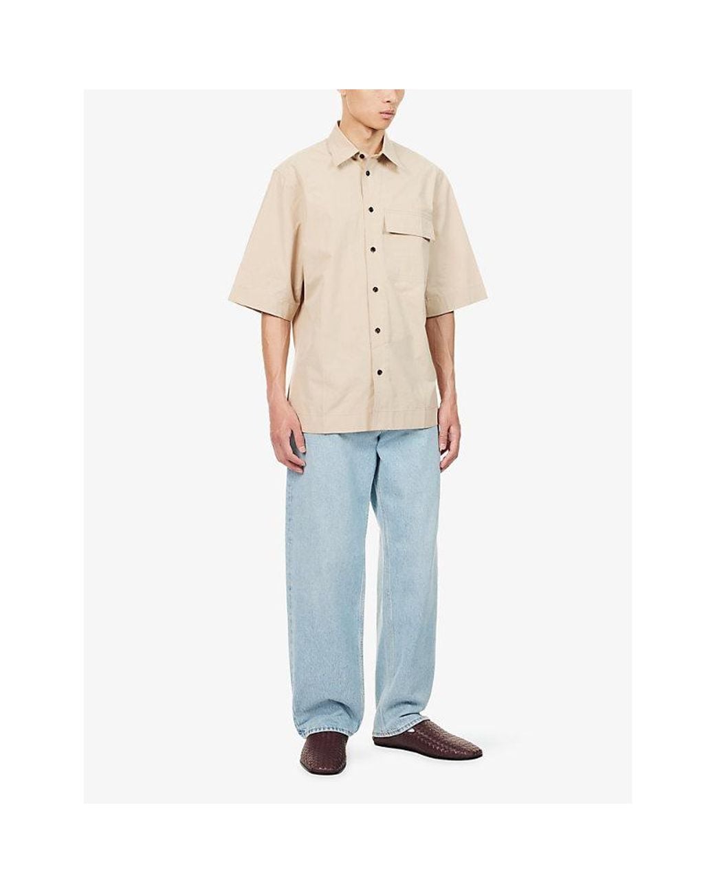 Bottega Veneta Natural Classic Collar Cotton Shirt for men