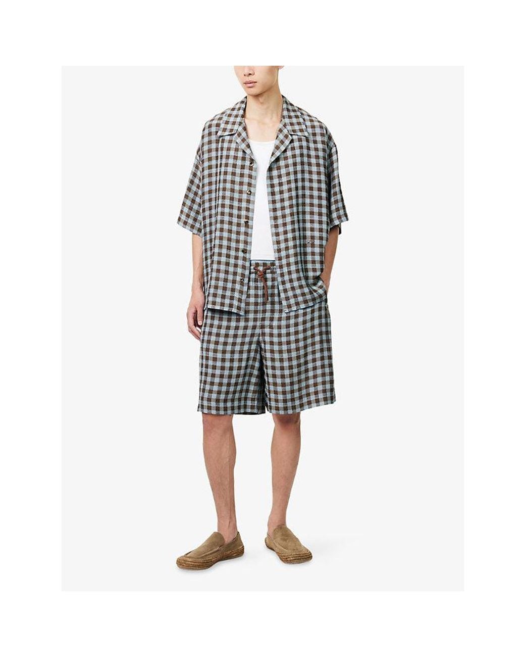 Loewe Multicolor Checked Boxy-Fit Cotton-Blend Shirt for men