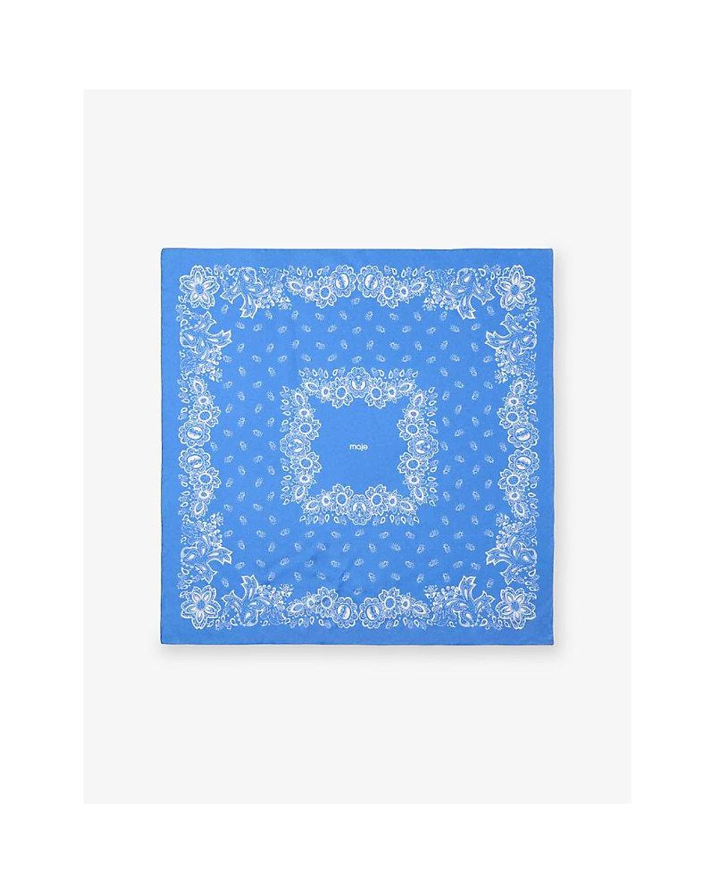 Maje Blue Bandana-Print Silk Scarf