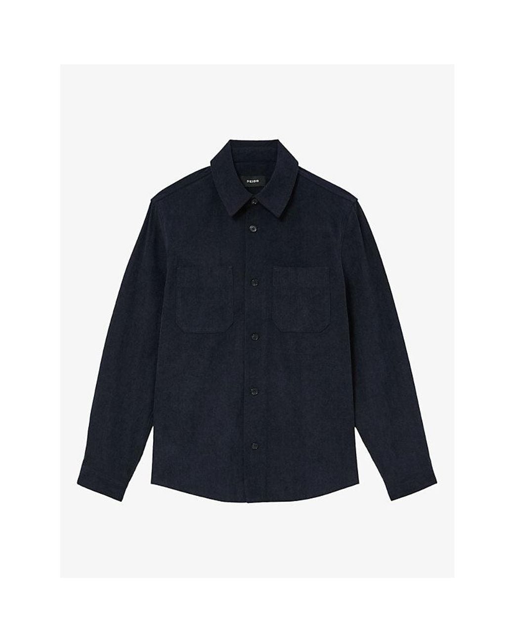 Reiss Blue Townie Patch-Pocket Cord Overshirt for men