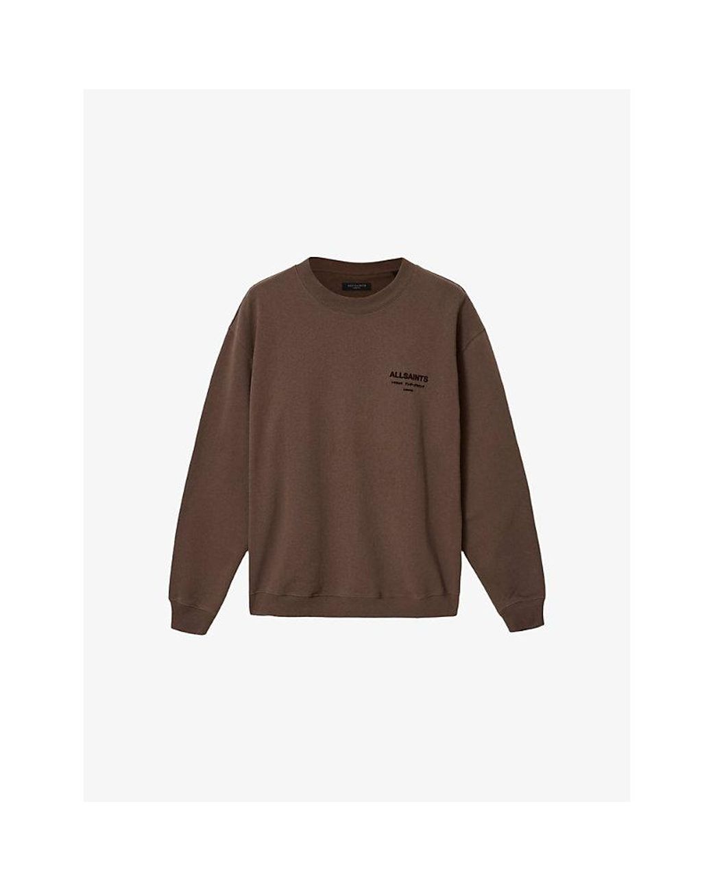 AllSaints Brown Xander Branded-Print Cotton-Jersey Sweatshirt for men