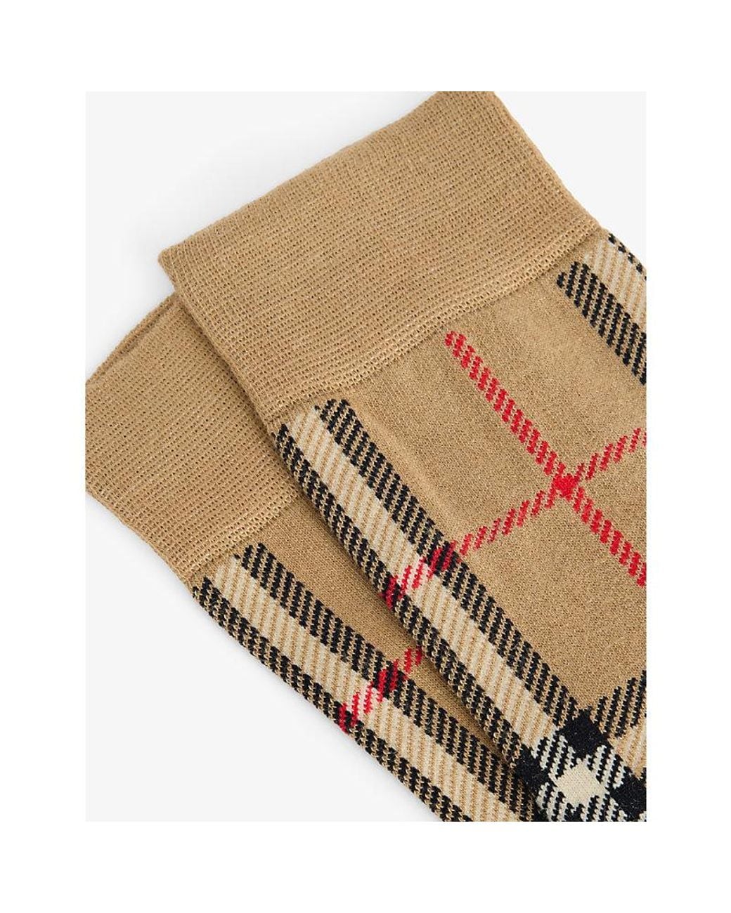 Burberry Natural Check Cotton-Cashmere Blend Socks