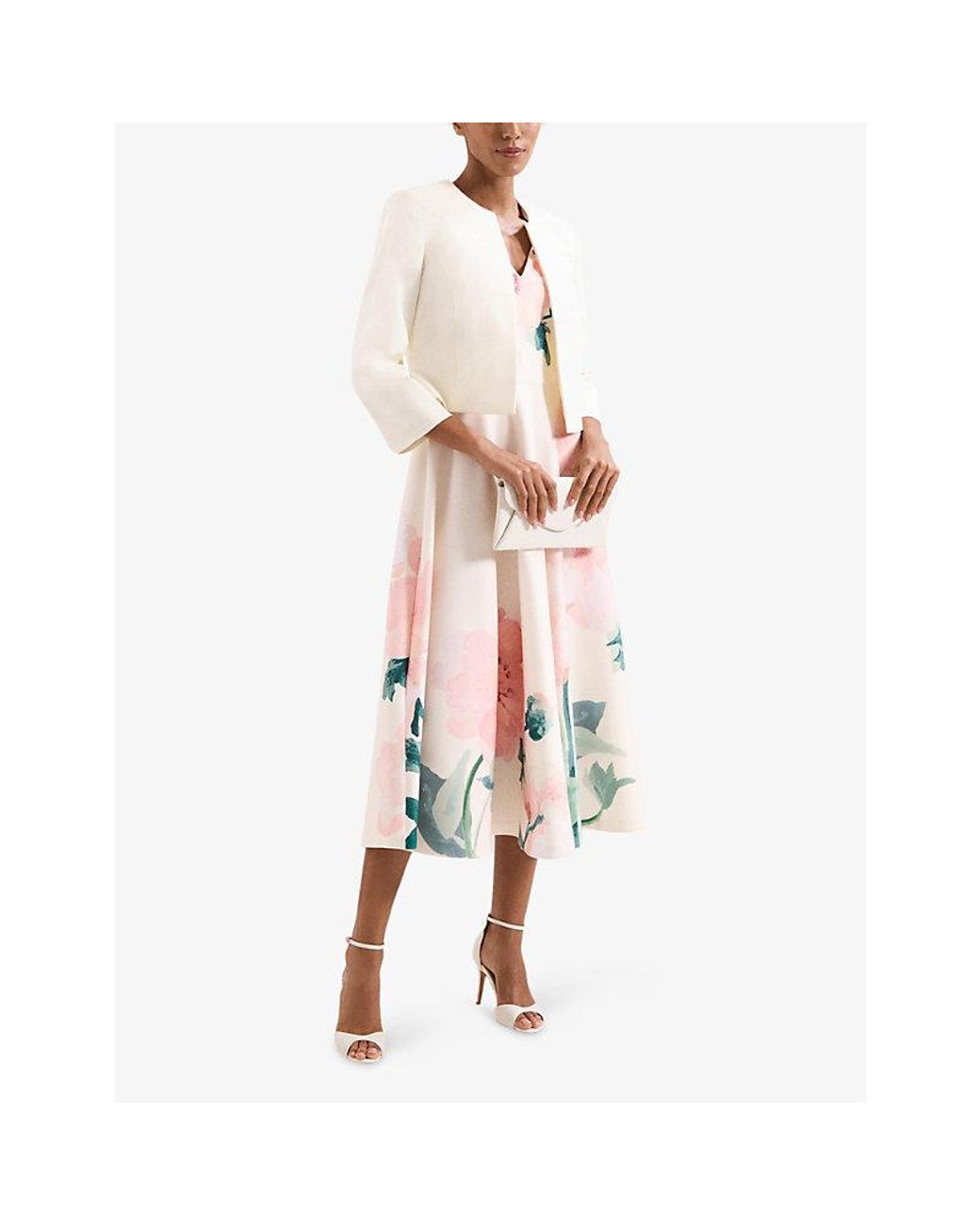 Phase Eight White Elizabeth Round-Neck Stretch-Woven Jacket