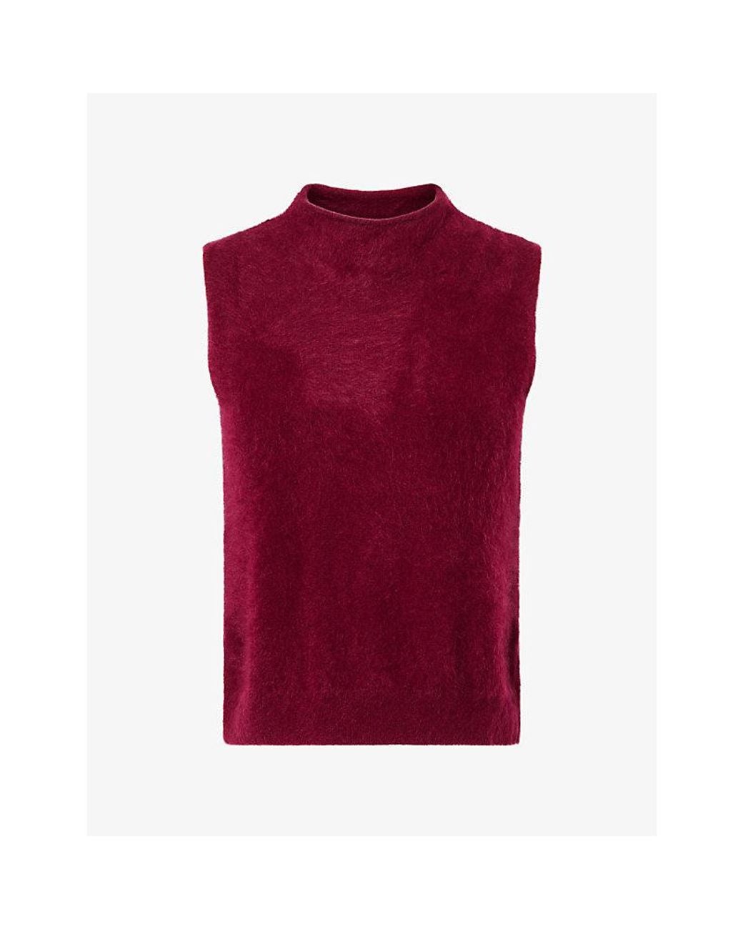 ME+EM Red Mock-Neck Brushed Cashmere Vest