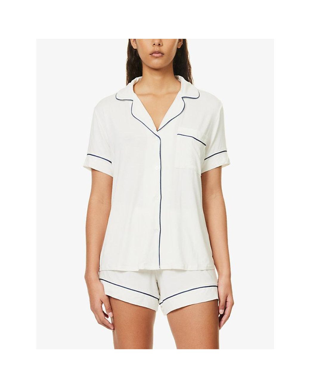 Eberjey White Gisele Relaxed-Fit Stretch-Woven Jersey Pyjama Set