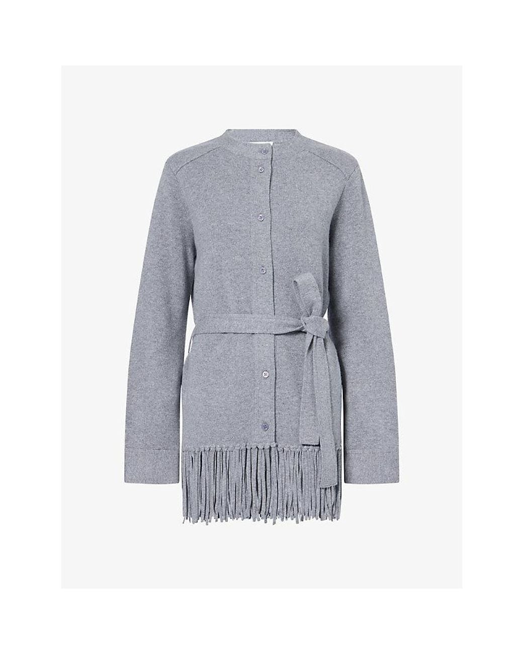 Twp Gray Thea Fringed Cashmere Cardigan