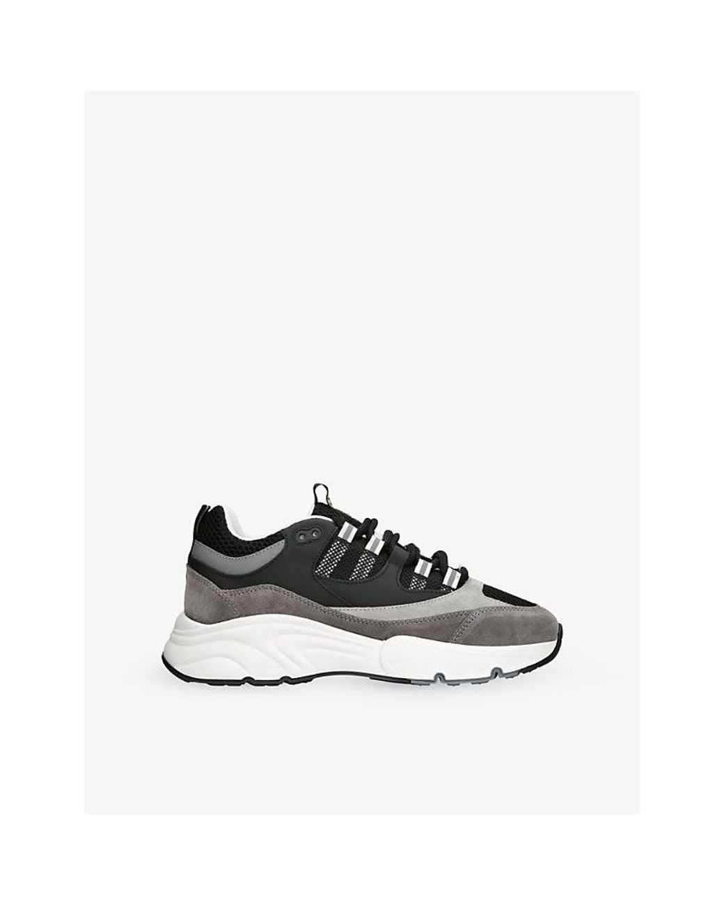 Cleens Black Aero Runner Leather, Suede And Mesh Trainers for men