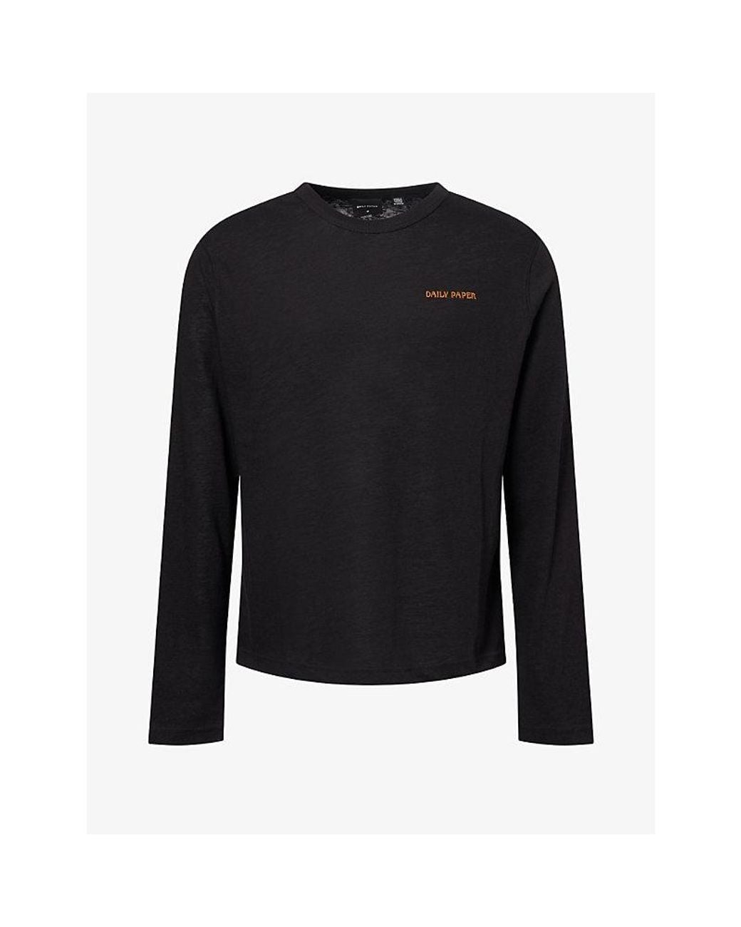 Daily Paper Black Slub Long-Sleeve Cotton-Blend T-Shirt for men