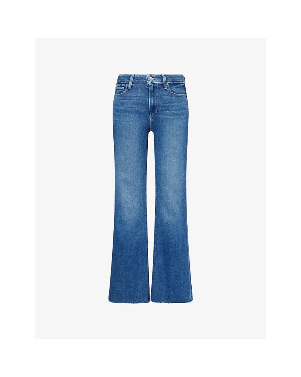 PAIGE Blue Laurel Canyon High-Rise Raw Hem Denim Jeans