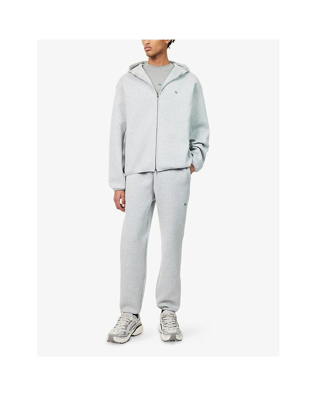 247 BY Represent Gray Numbers Zip-Up Cotton-Jersey Hoody for men