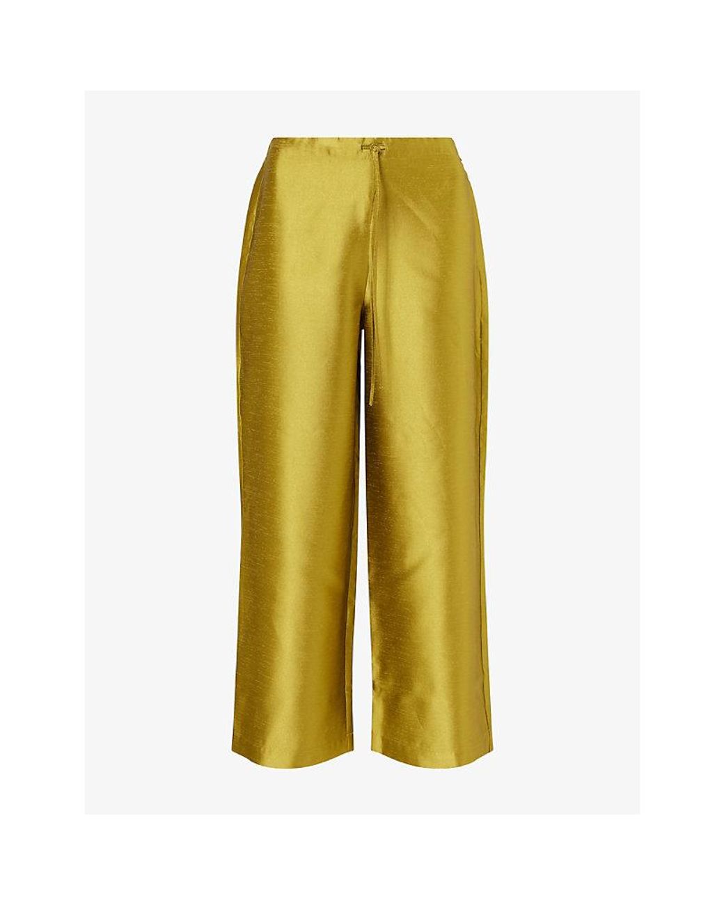 Reformation Yellow Olina Cropped Woven Trousers