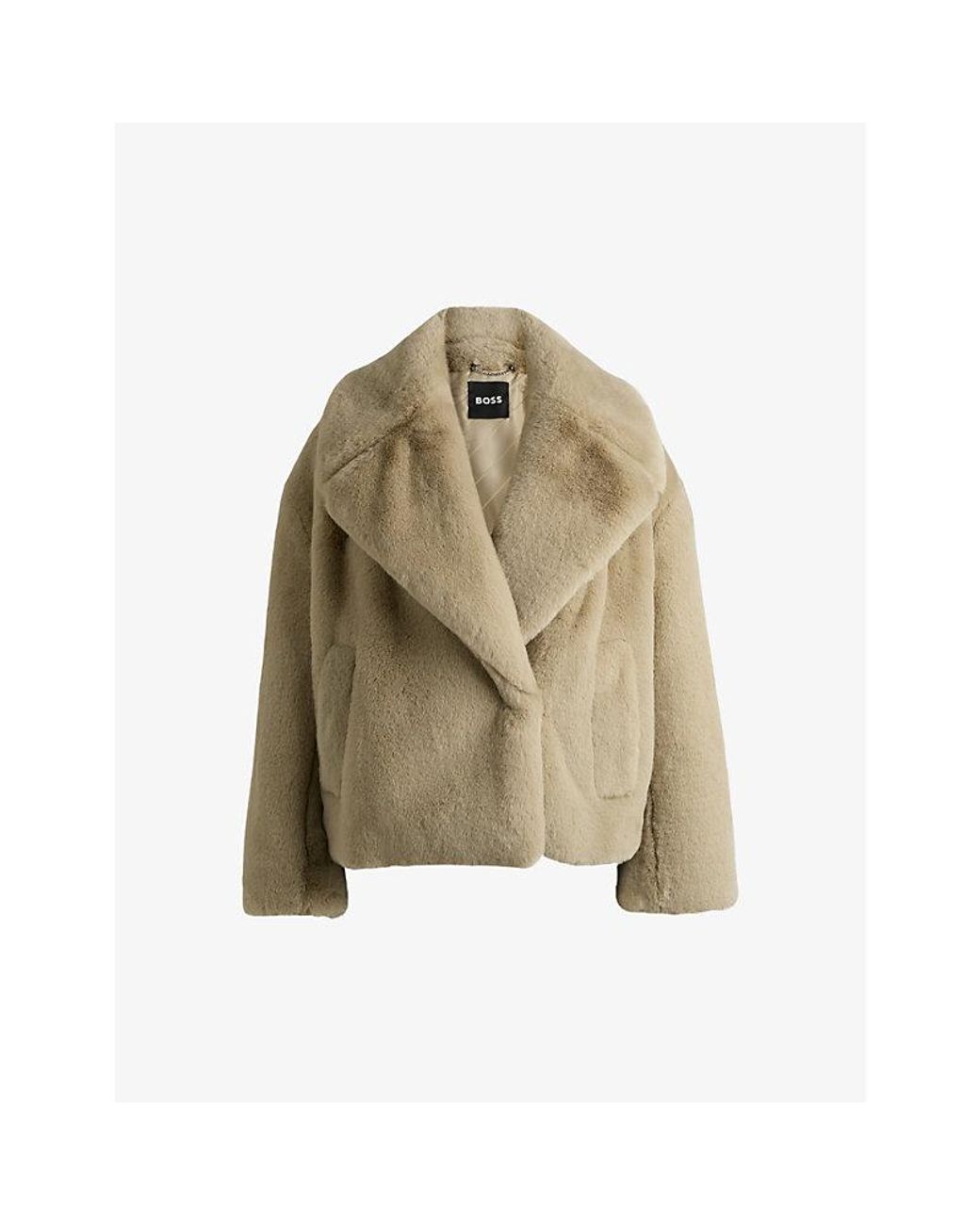 BOSS Relaxed Fit Faux Fur Coat in Natural Lyst UK