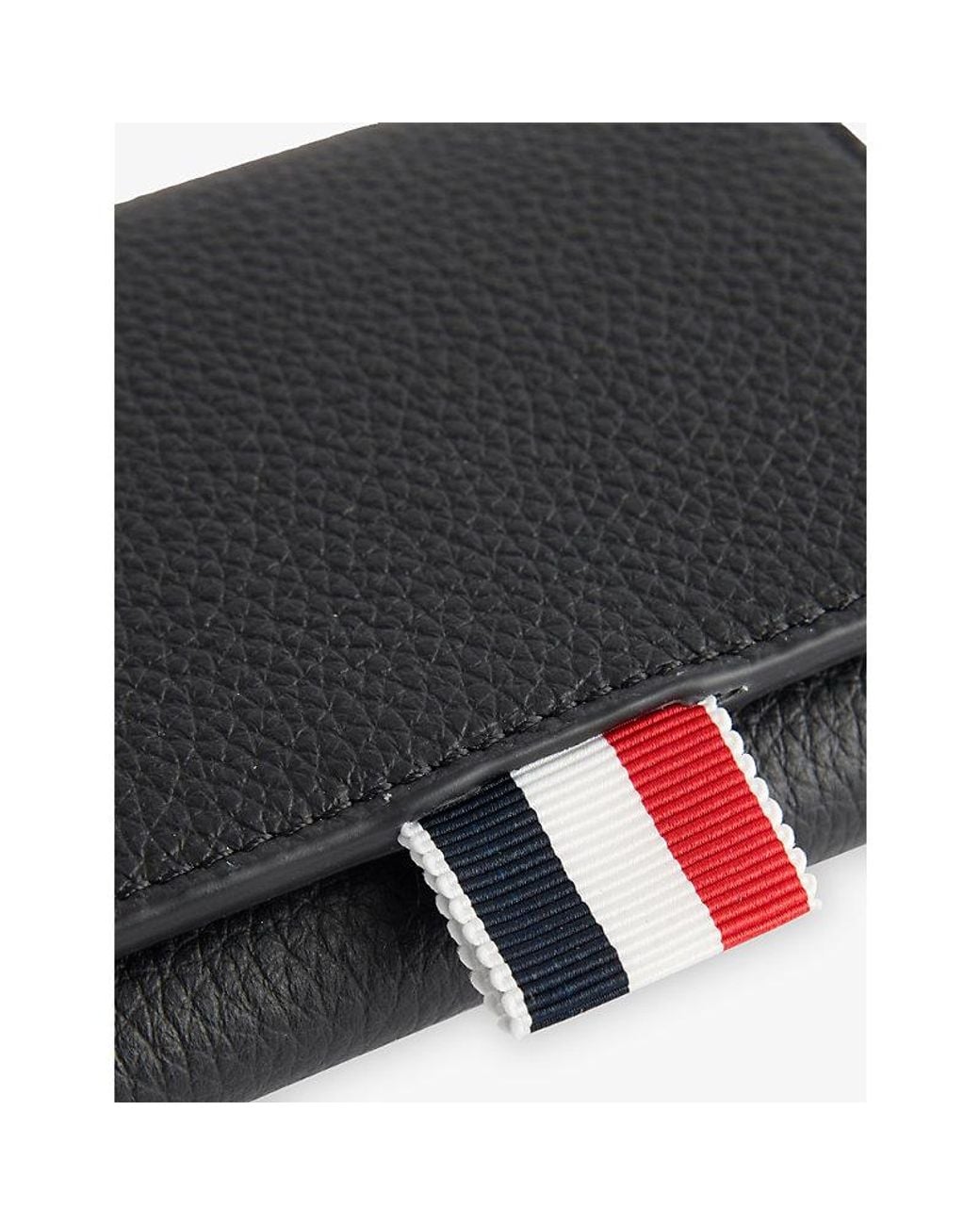 Thom Browne Black Trifold Grained-Leather Wallet for men