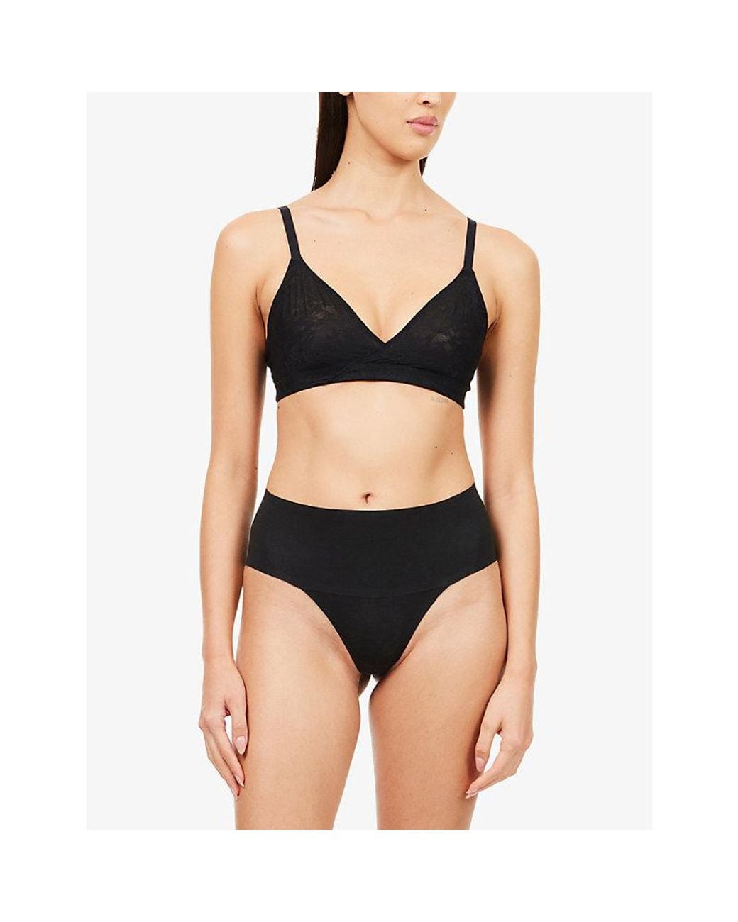 Spanx Black Supersmooth Undie-Tectable Supima Cotton Thong