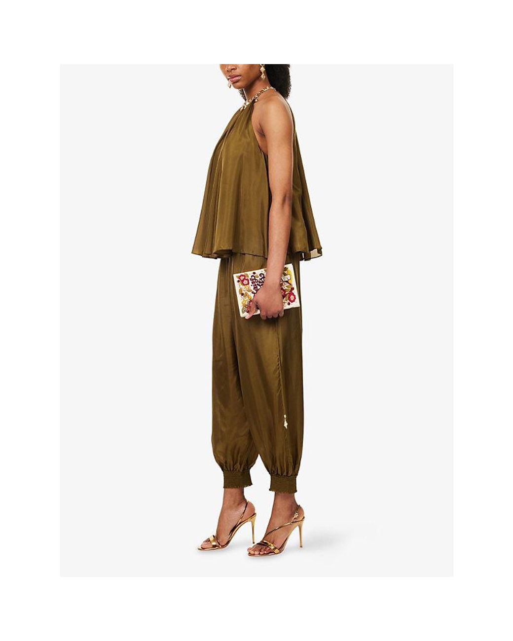 Zimmermann Natural Mahon Chain Neck Silk Blouse