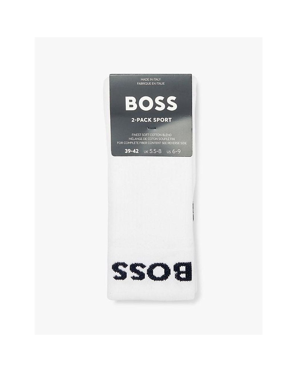 Boss White Branded Pack Of Two Cotton-Blend Socks for men