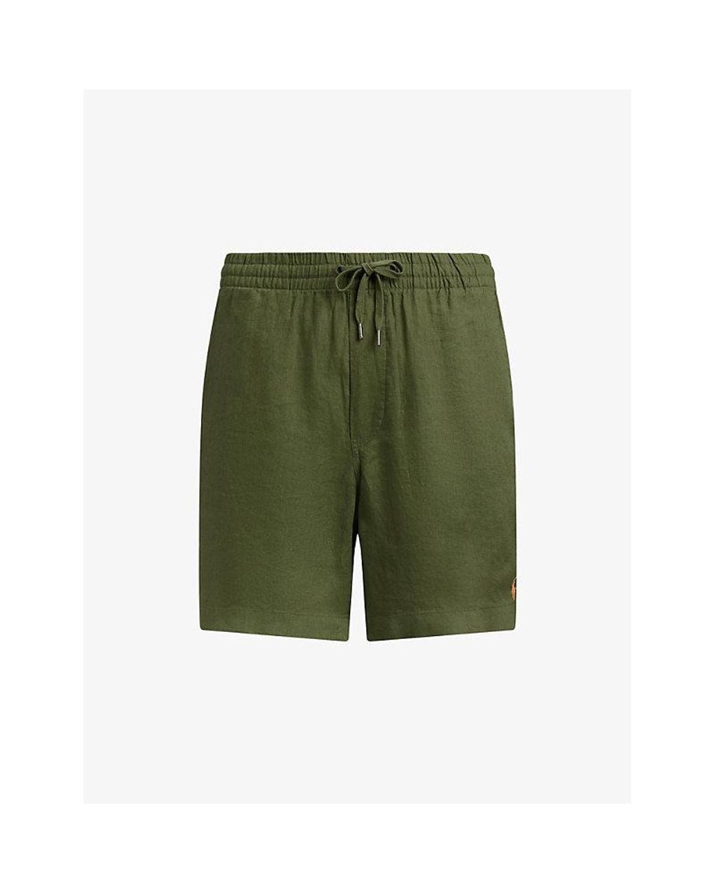Polo Ralph Lauren Green Logo-Embroidered Linen Shorts for men