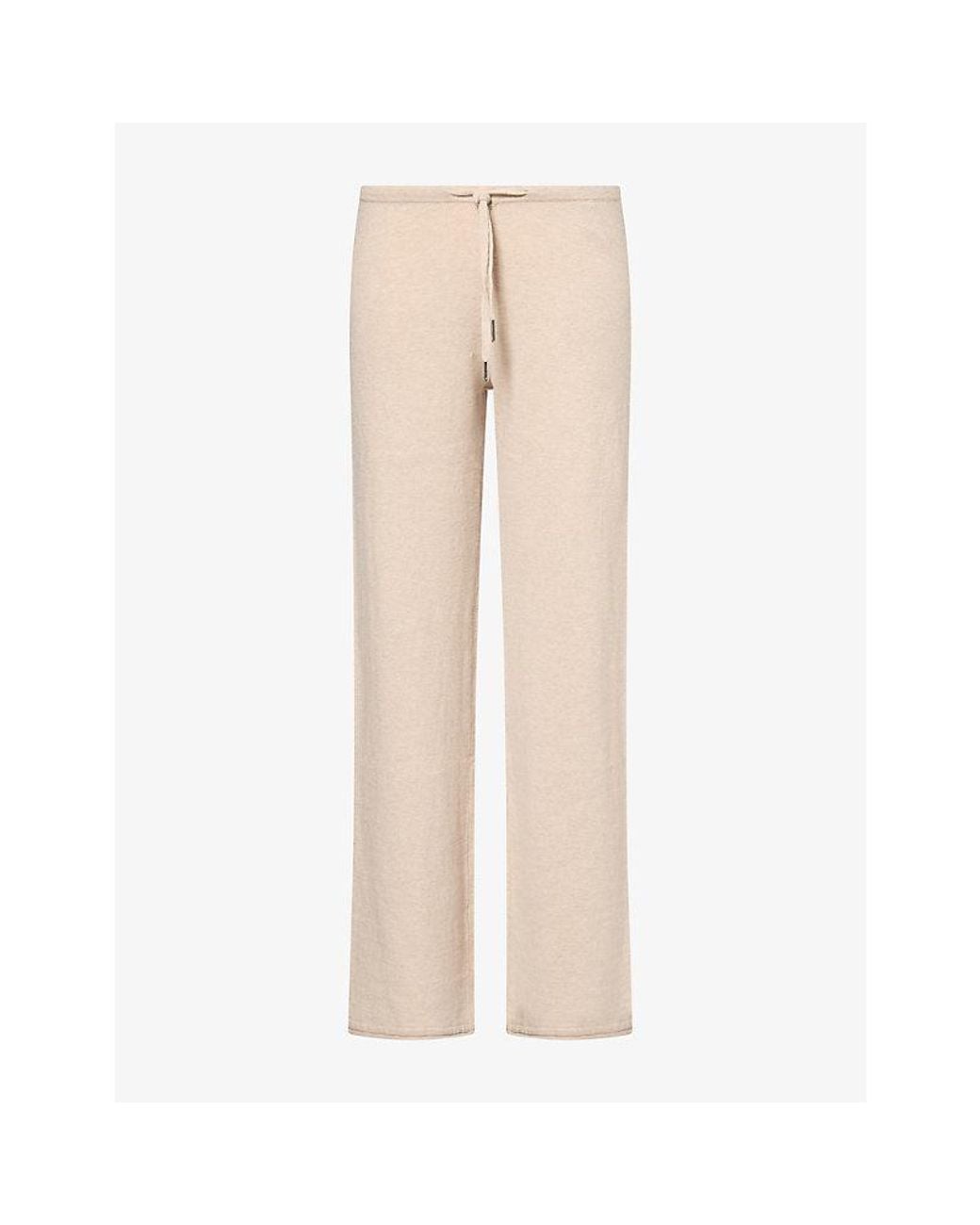 ADANOLA Natural Straight-Leg Knitted Trousers