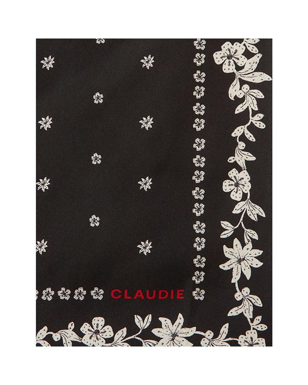 Claudie Pierlot Black Printed Square Silk Scarf