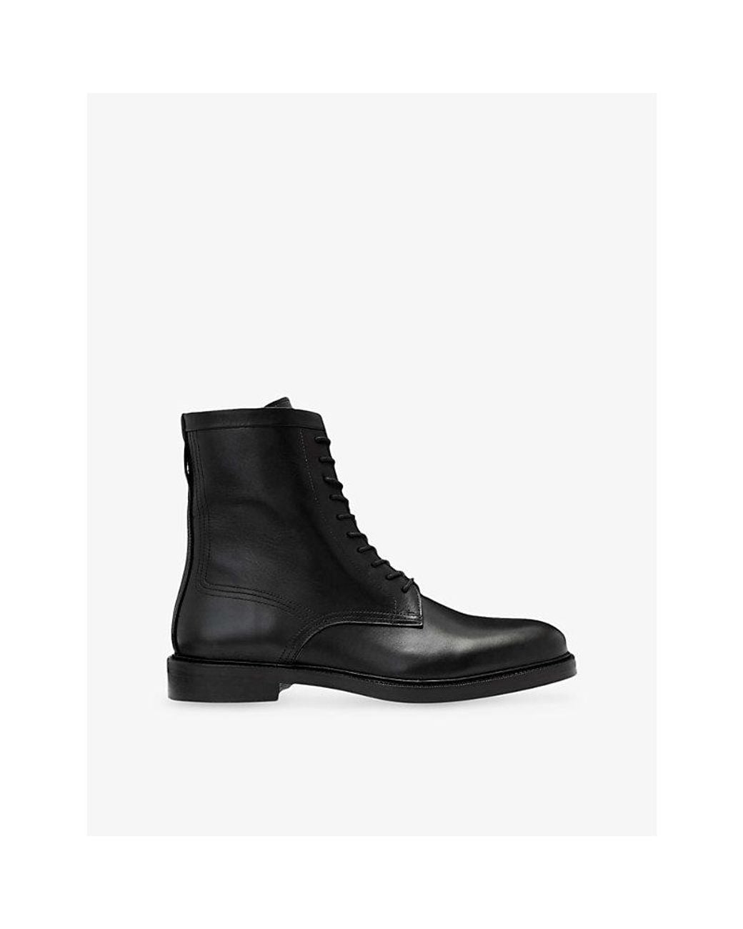 AllSaints Black Tanner Lace-Up Leather Boots for men