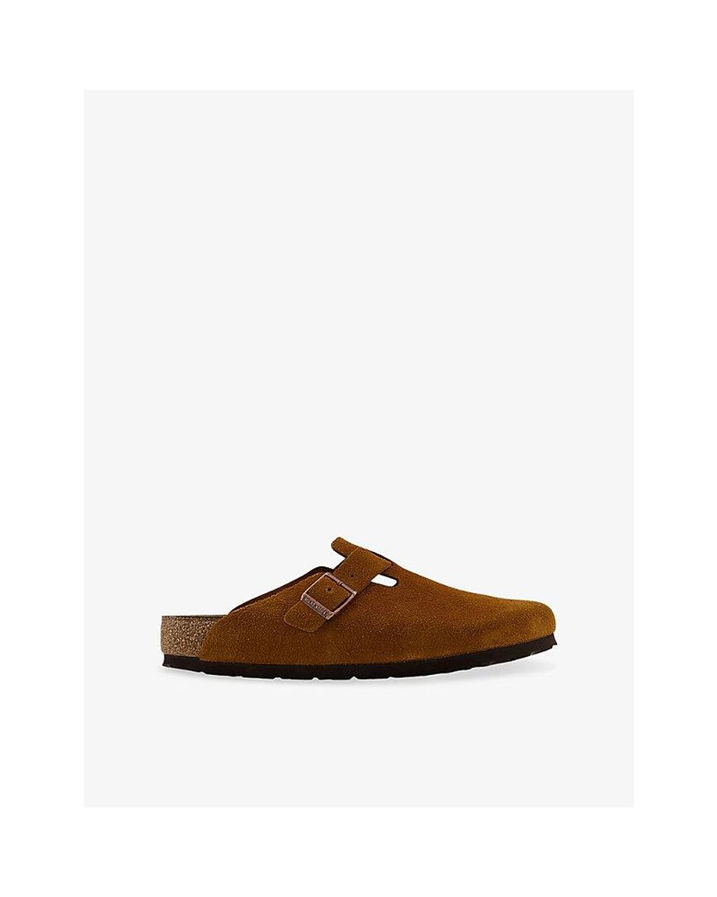 Birkenstock Brown Boston Logo-Embossed Suede-Leather Clogs for men