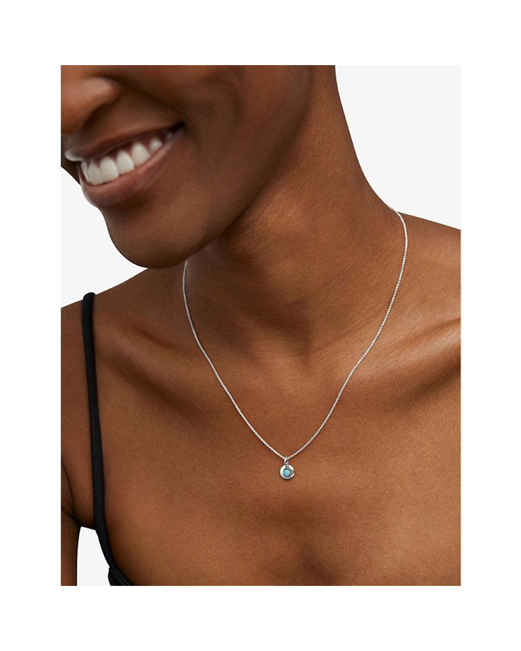 Monica Vinader White December Birthstone Sterling- And Necklace