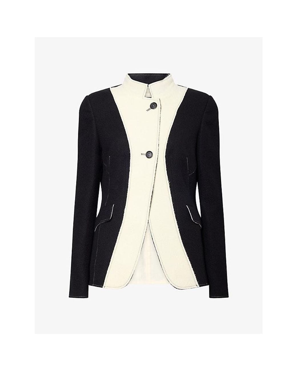 Ashlyn Blue Sio Contrast Short Wool Jacket